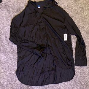 NWT Black Silky Button up